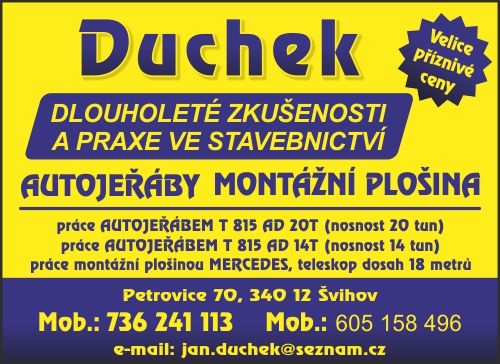 DUCHEK - PR�CE AUTOJE��BEM A  PLO�INOU