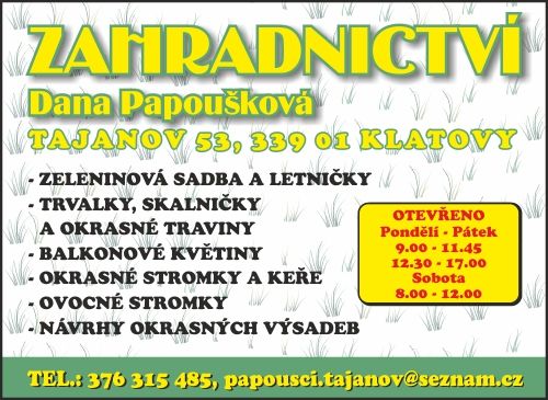 ZAHRADNICTV�  Dana PAPOU�KOV�
